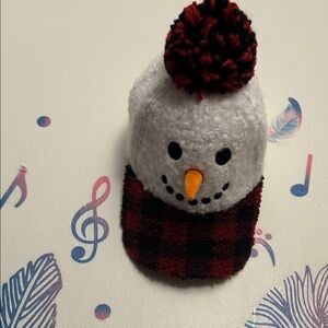 Holiday Time Snowman Hat with Red and Black Checkered Brim